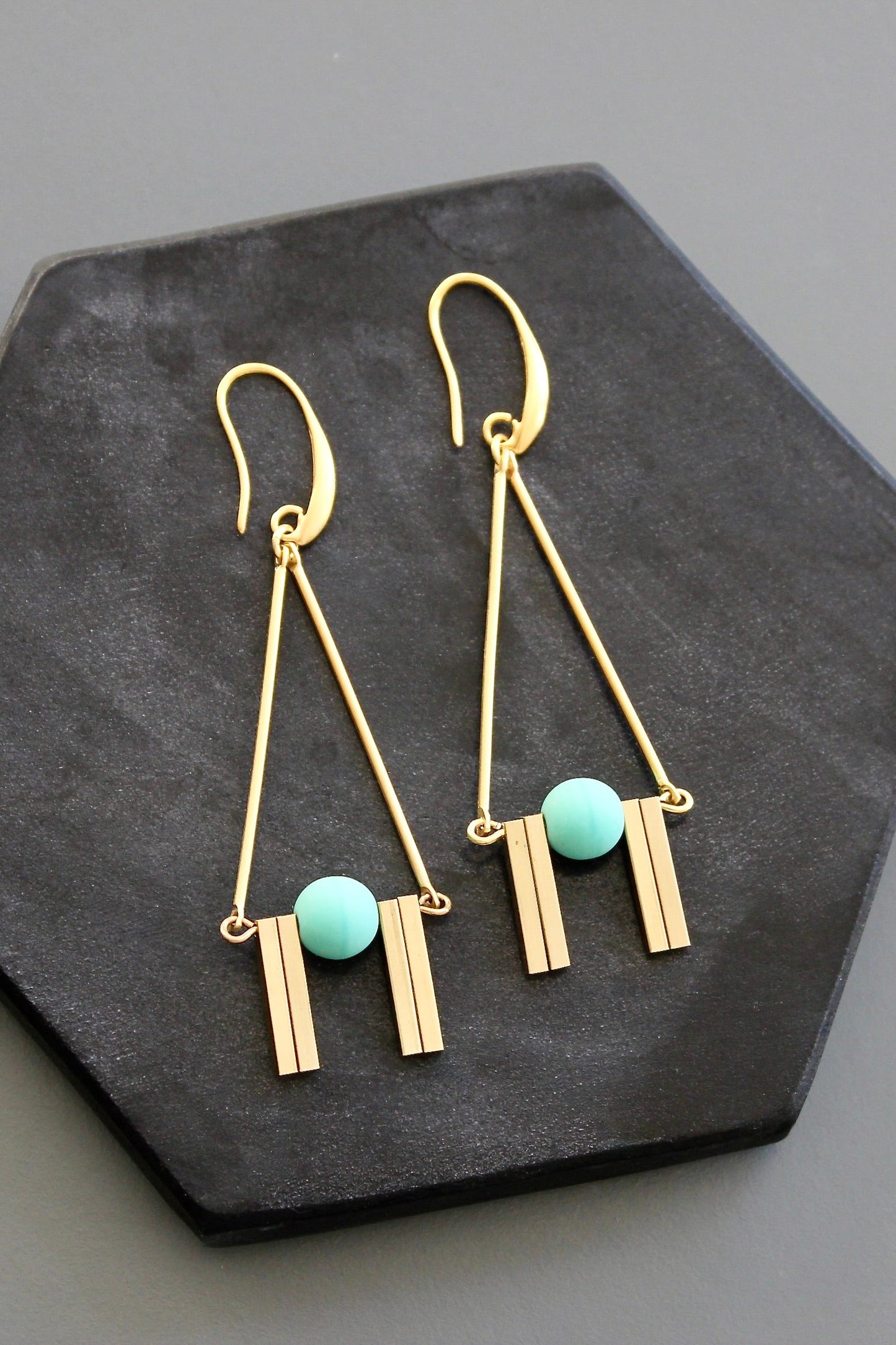 KYLE47 turquoise glass Artdeco earrings