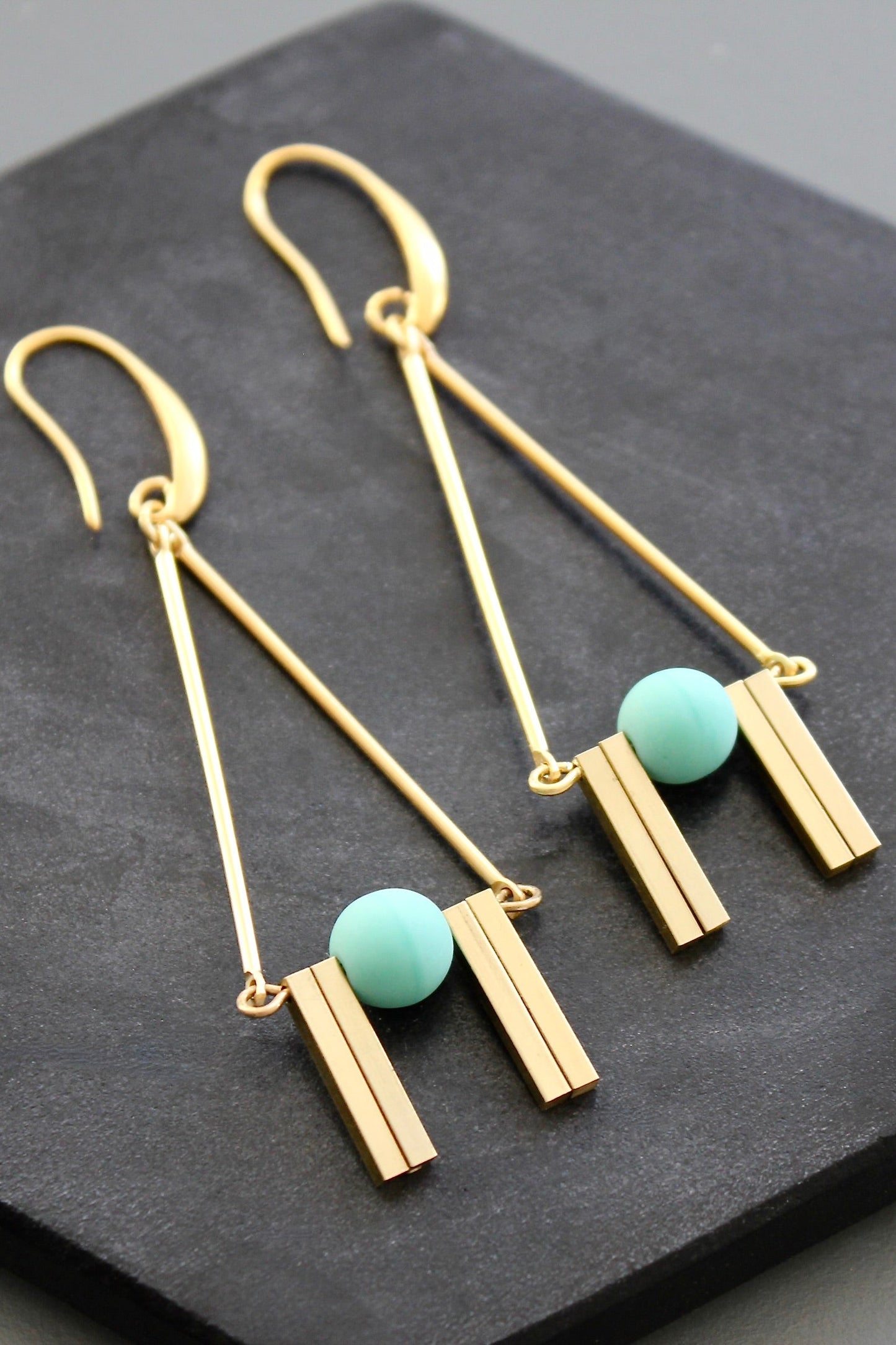 KYLE47 turquoise glass Artdeco earrings