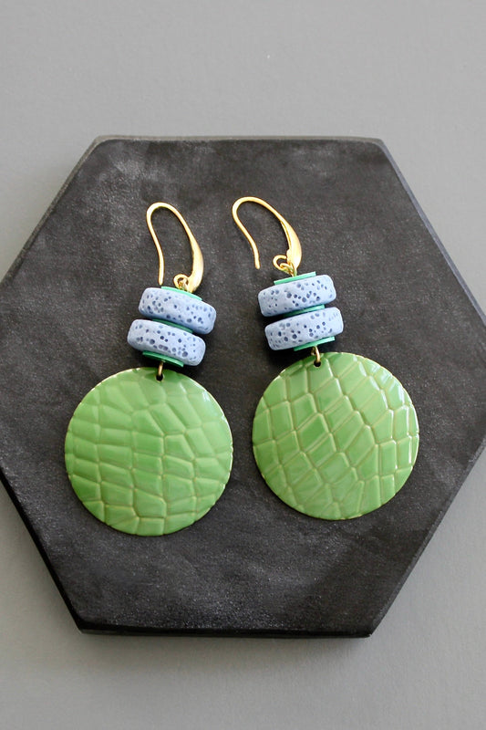 KYLE48 lava bead and enameled earrings