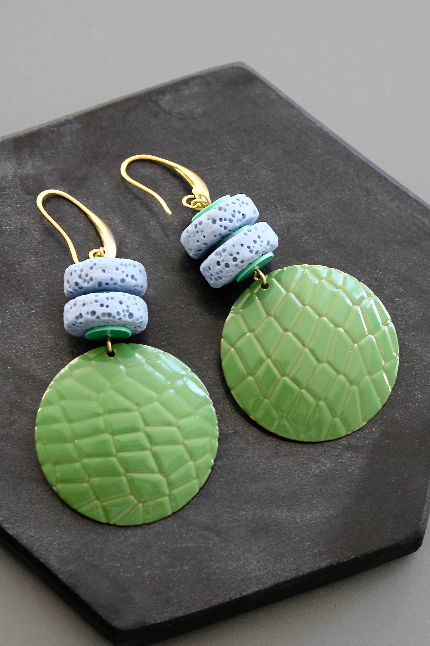 KYLE48 lava bead and enameled earrings