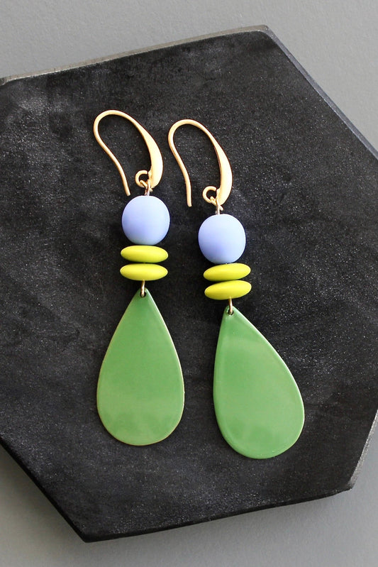 KYLE52 periwinkle gass and enameled earrings