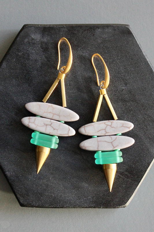 KYLE54 lavender ellipse spike earrings