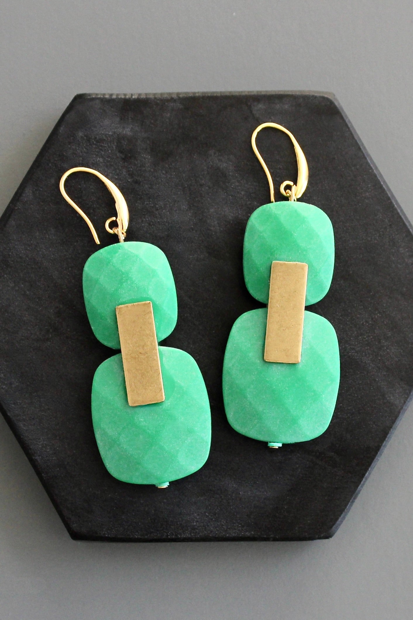 KYLE55 green geometric earrings