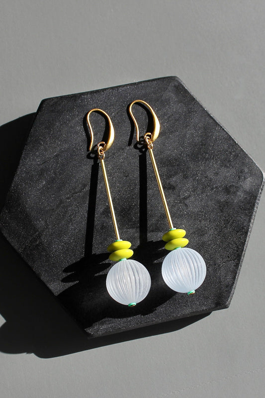 KYLE63 blue and chartreuse bauble geometric earrings