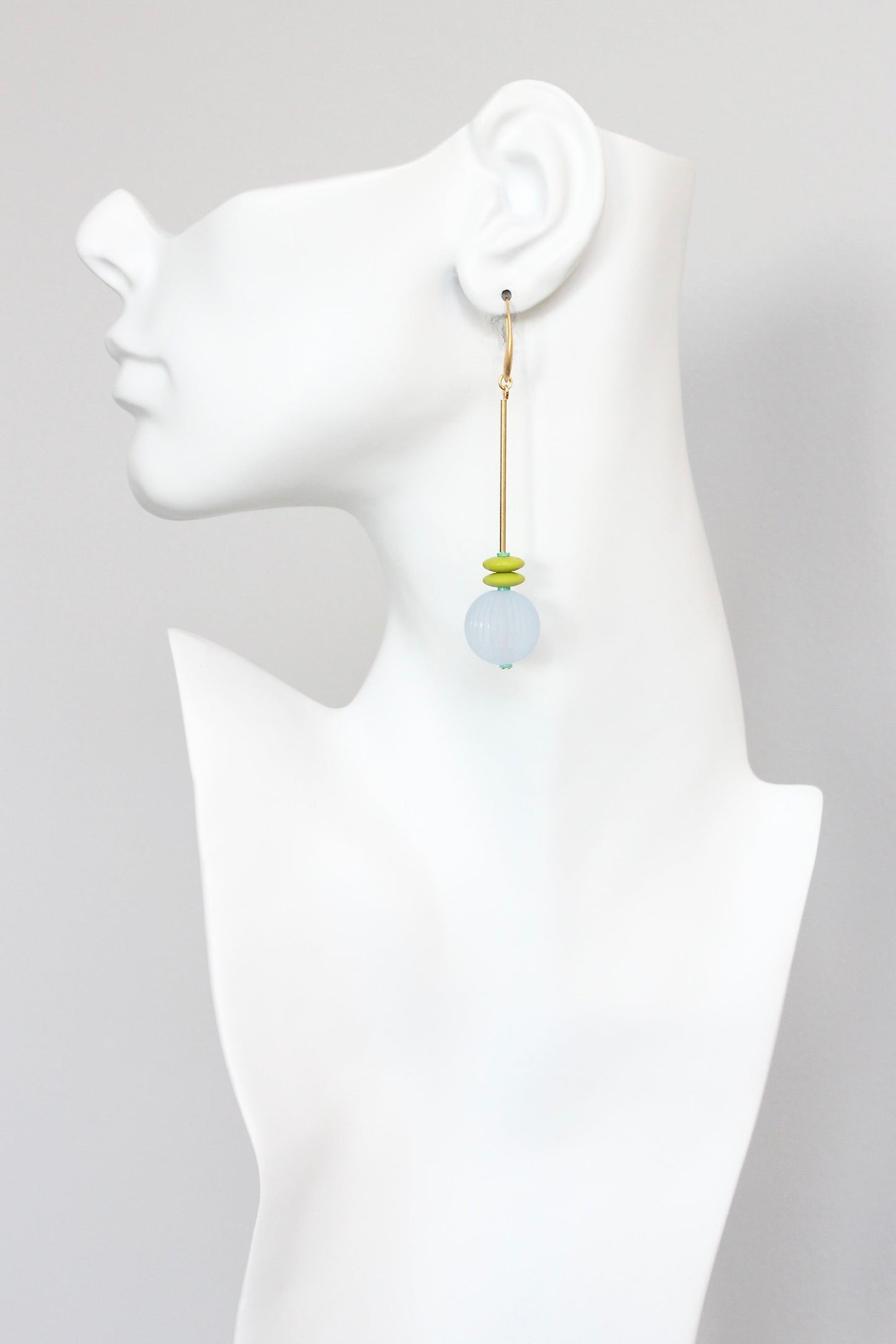 KYLE63 blue and chartreuse bauble geometric earrings