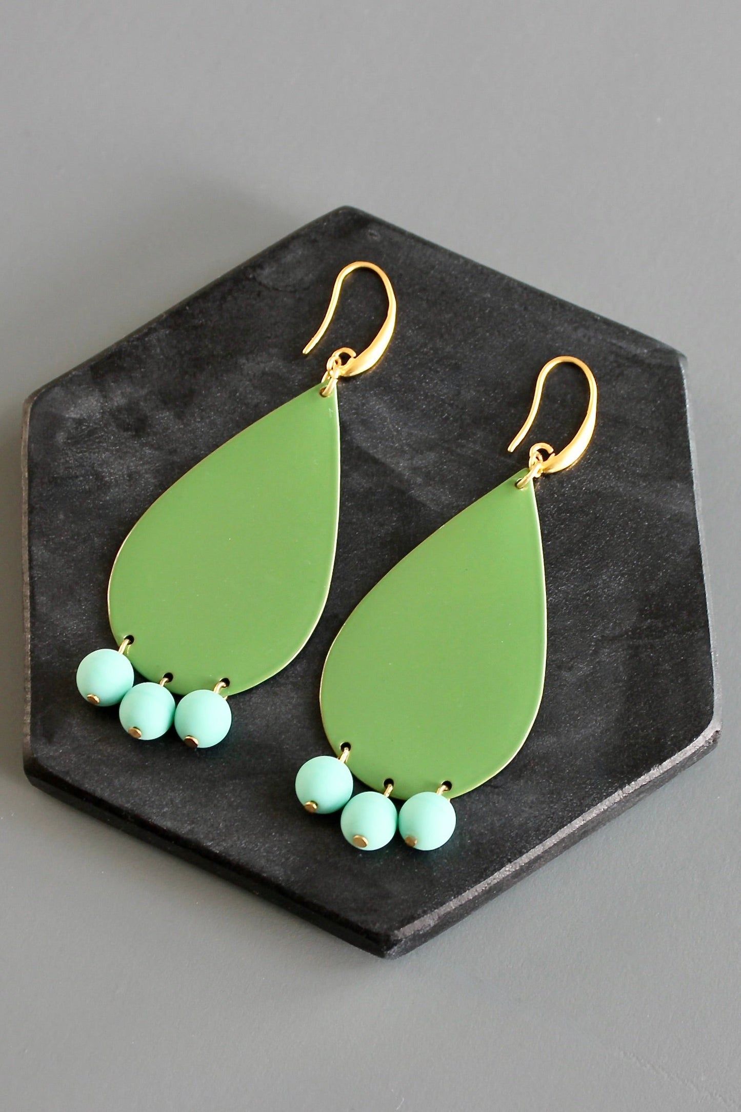 KYLE64 turquoise and green enameled earrings