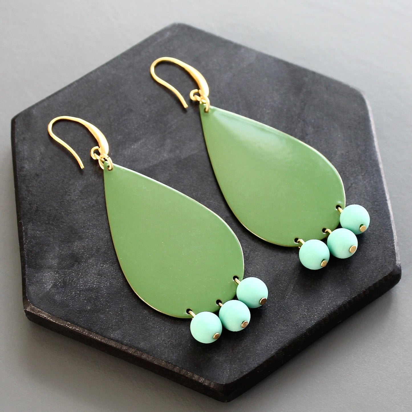 KYLE64 turquoise and green enameled earrings