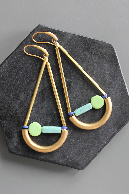 KYLE67 green and turquoise geometric earrings