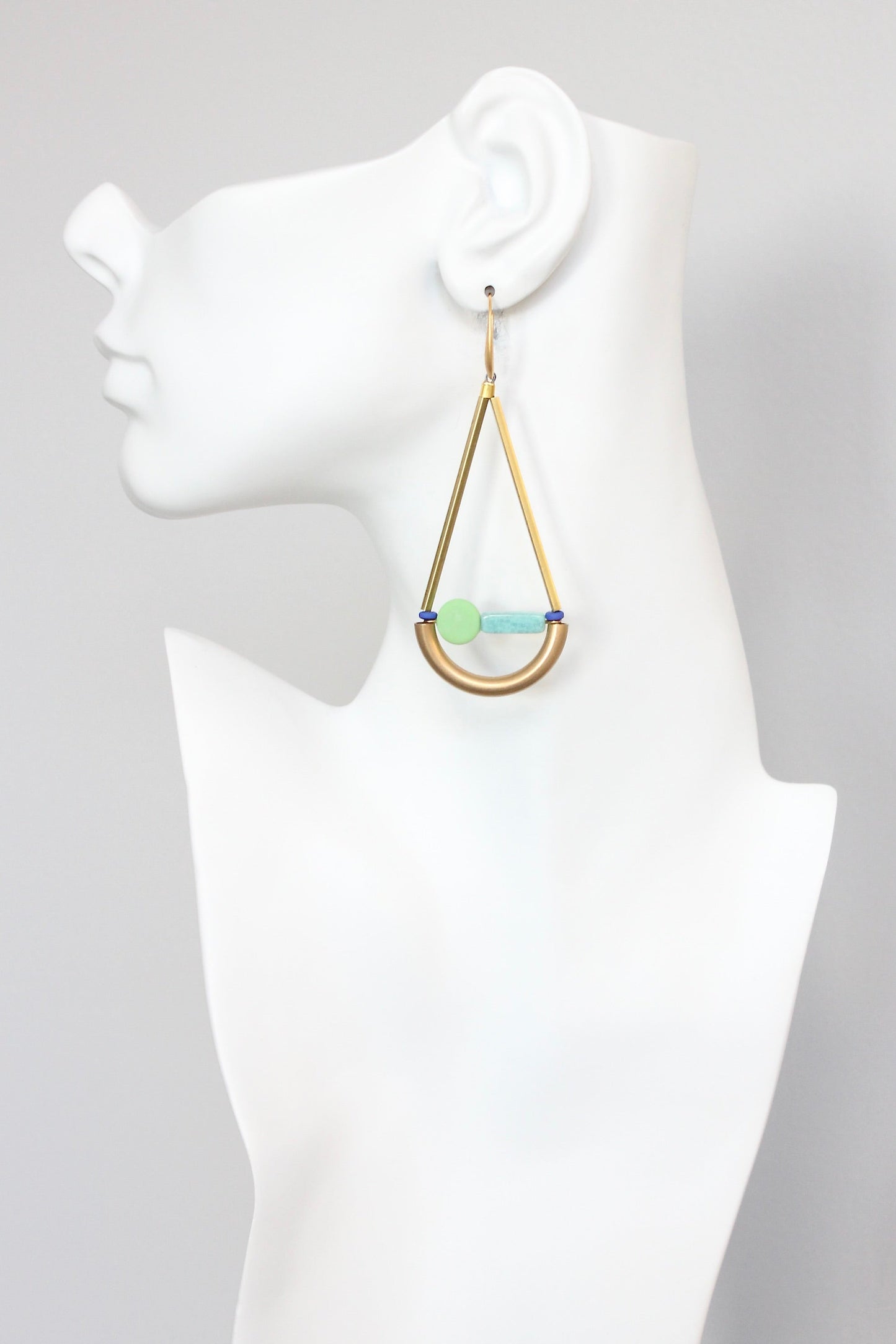 KYLE67 green and turquoise geometric earrings