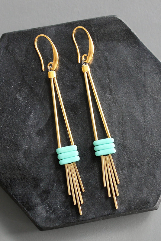 KYLE70 matte turquoise fringe earrings