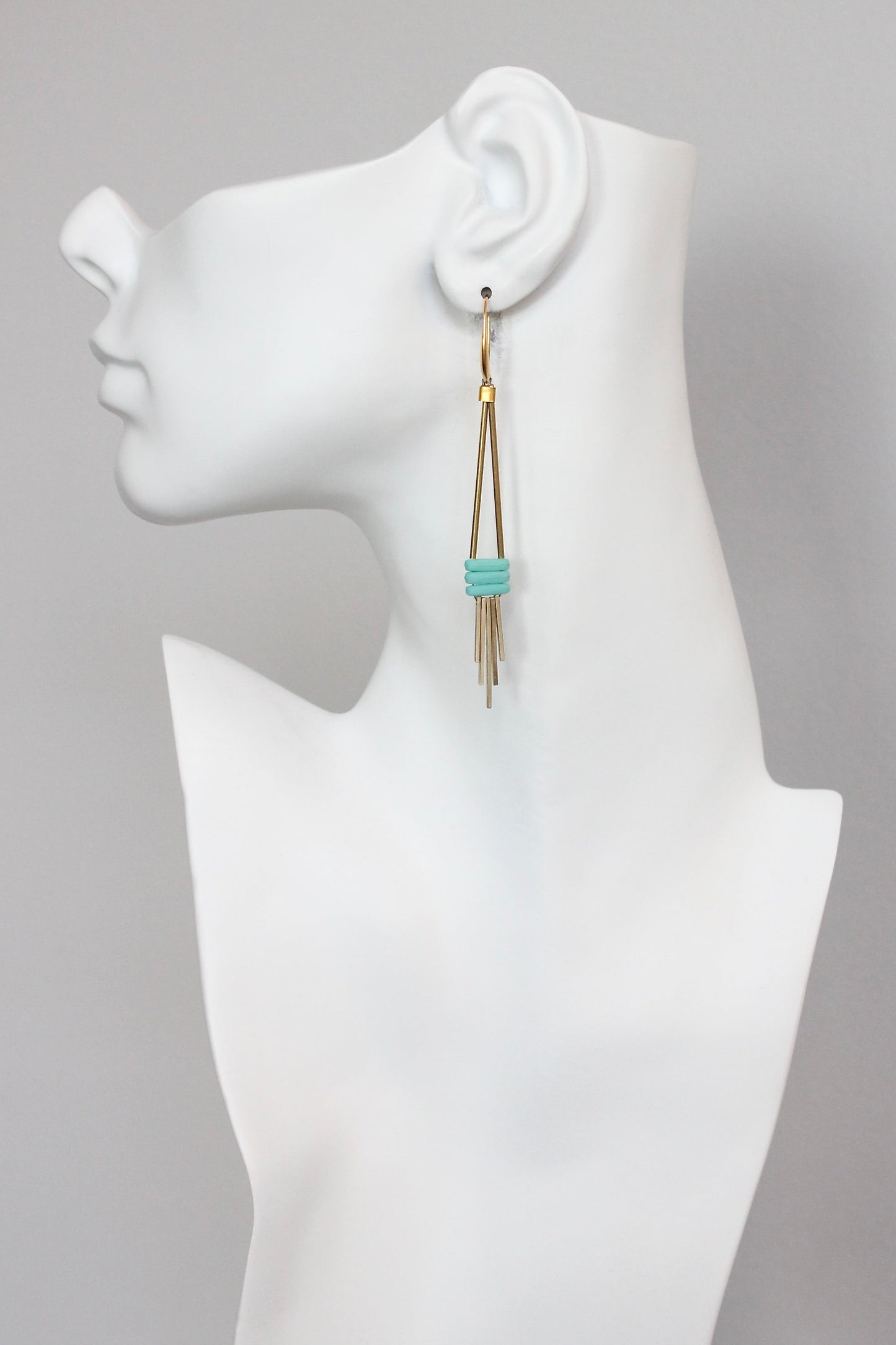 KYLE70 matte turquoise fringe earrings