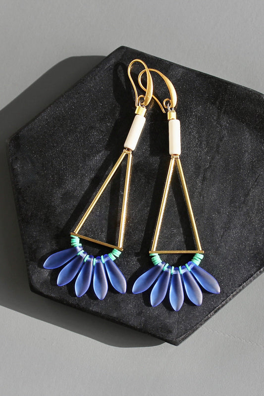 KYLE72 cobalt and white geometric earrings