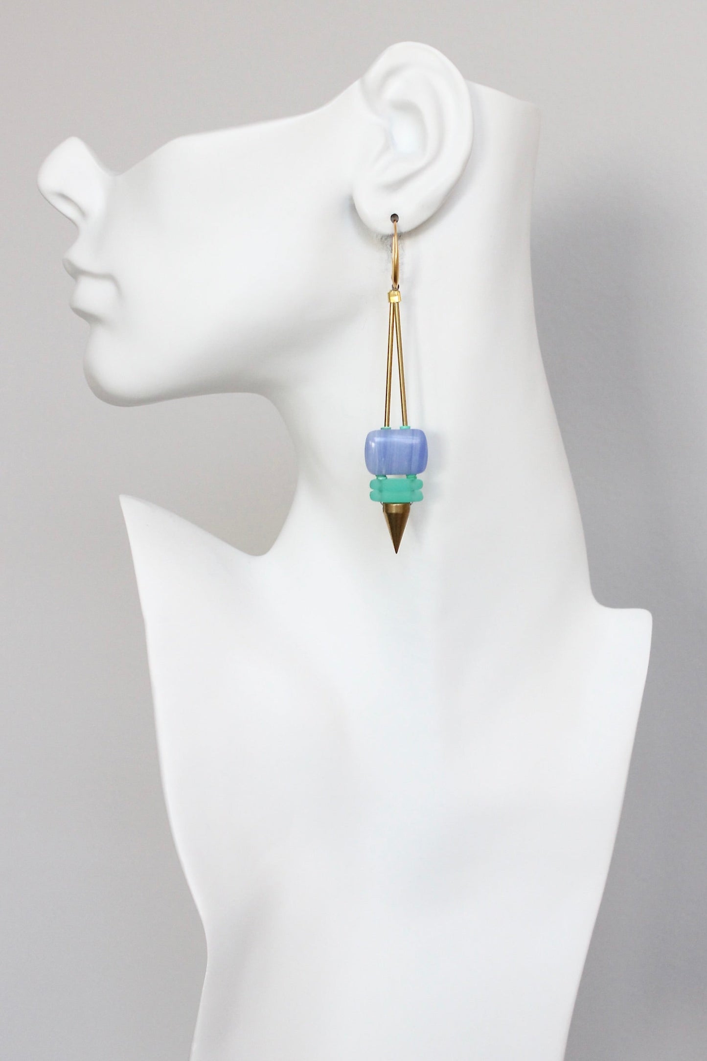 KYLE73 lavender and green geometric spike earrings