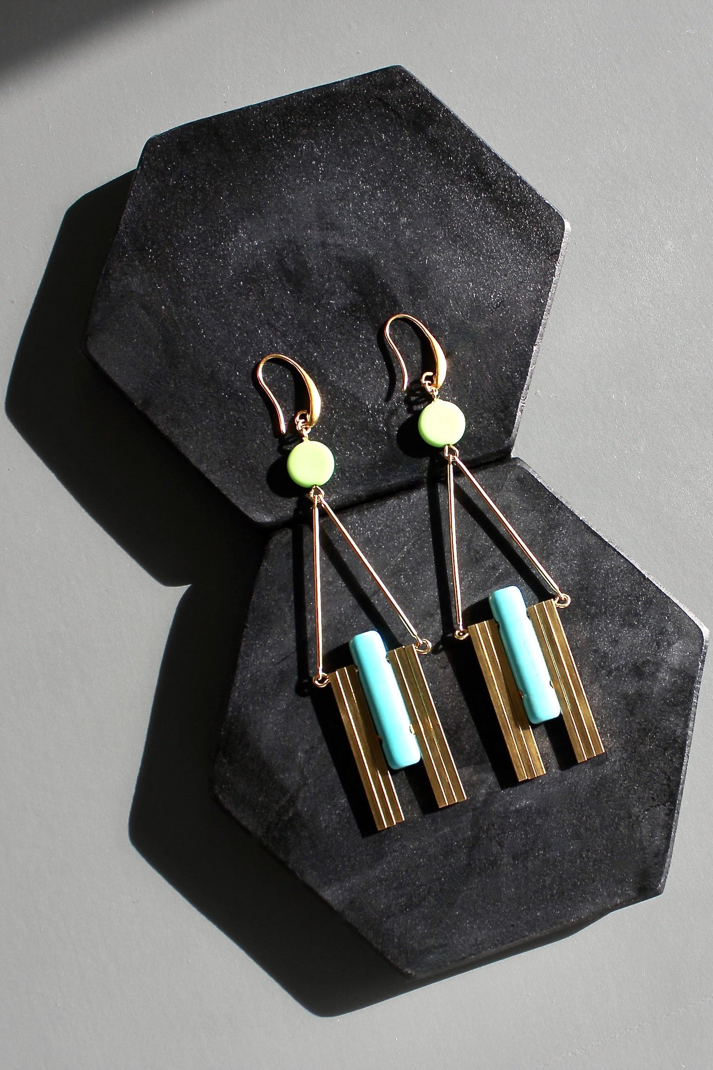 KYLE78 mint and turquoise Artdeco earrings