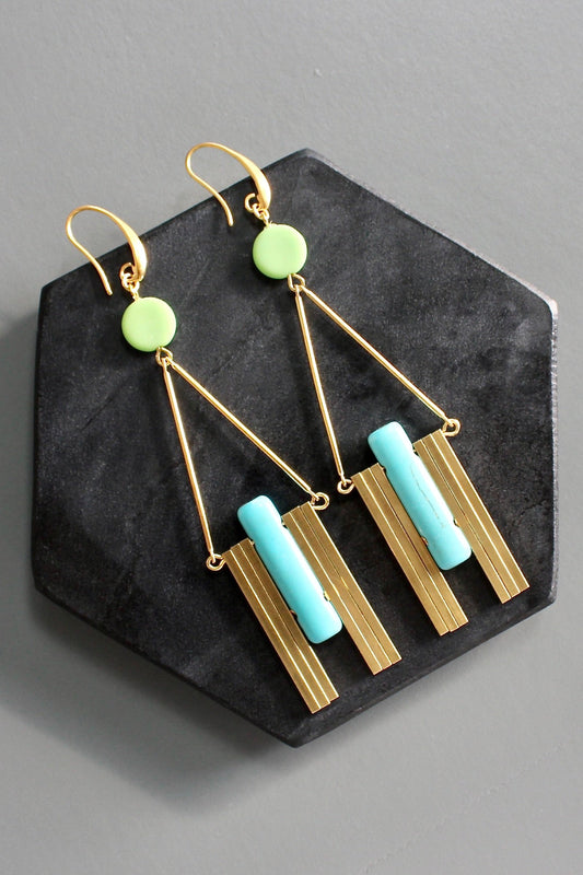 KYLE78 mint and turquoise Artdeco earrings
