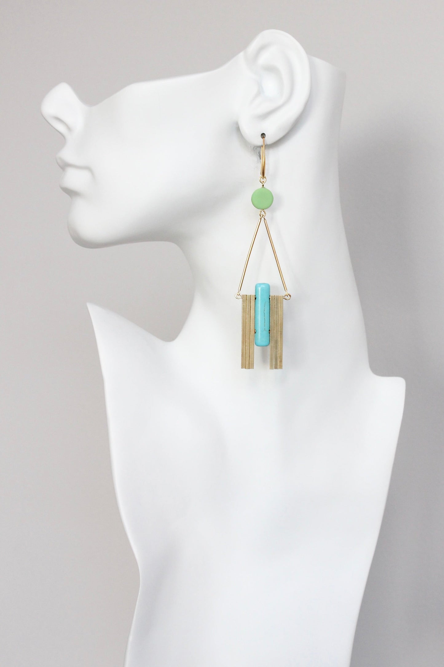 KYLE78 mint and turquoise Artdeco earrings