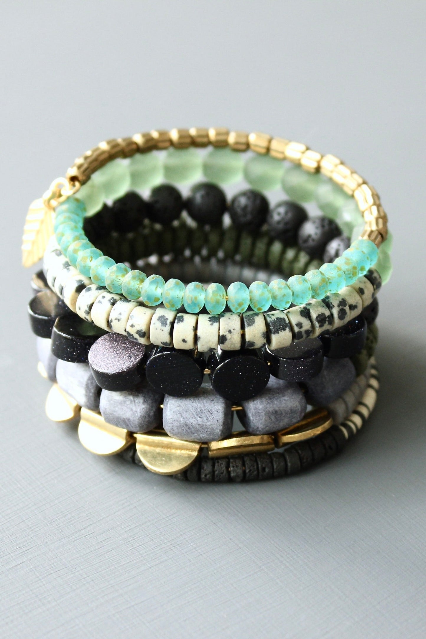 LEXB01 Moss and purple wrap bracelet