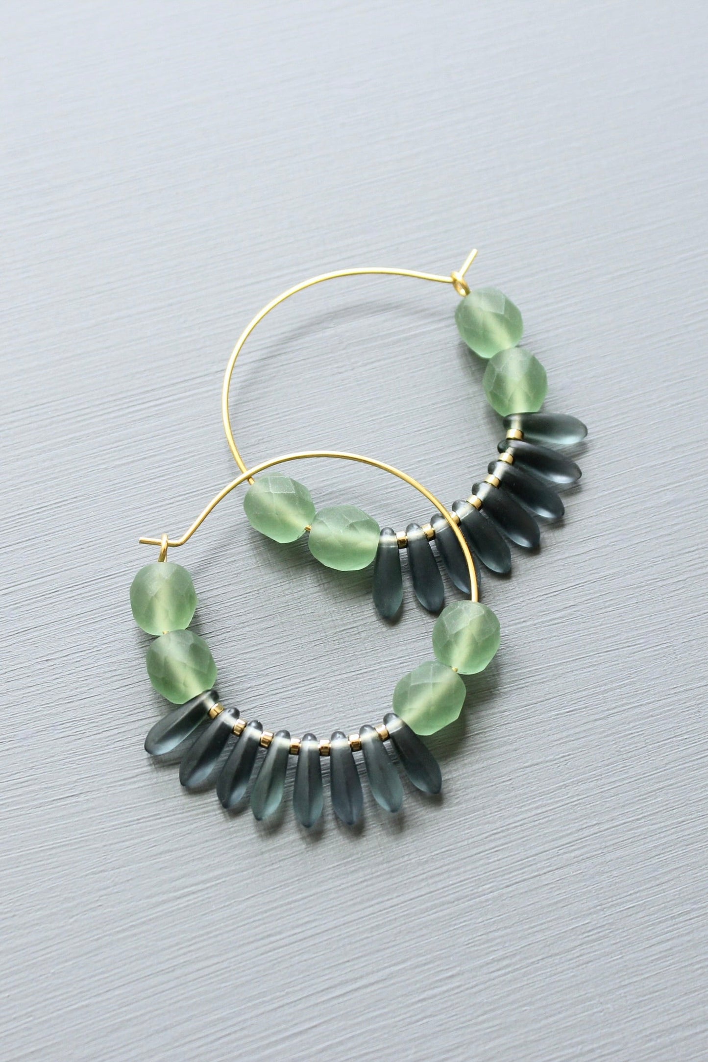 LEXE10 Seafoam and blue montana hoop earrings