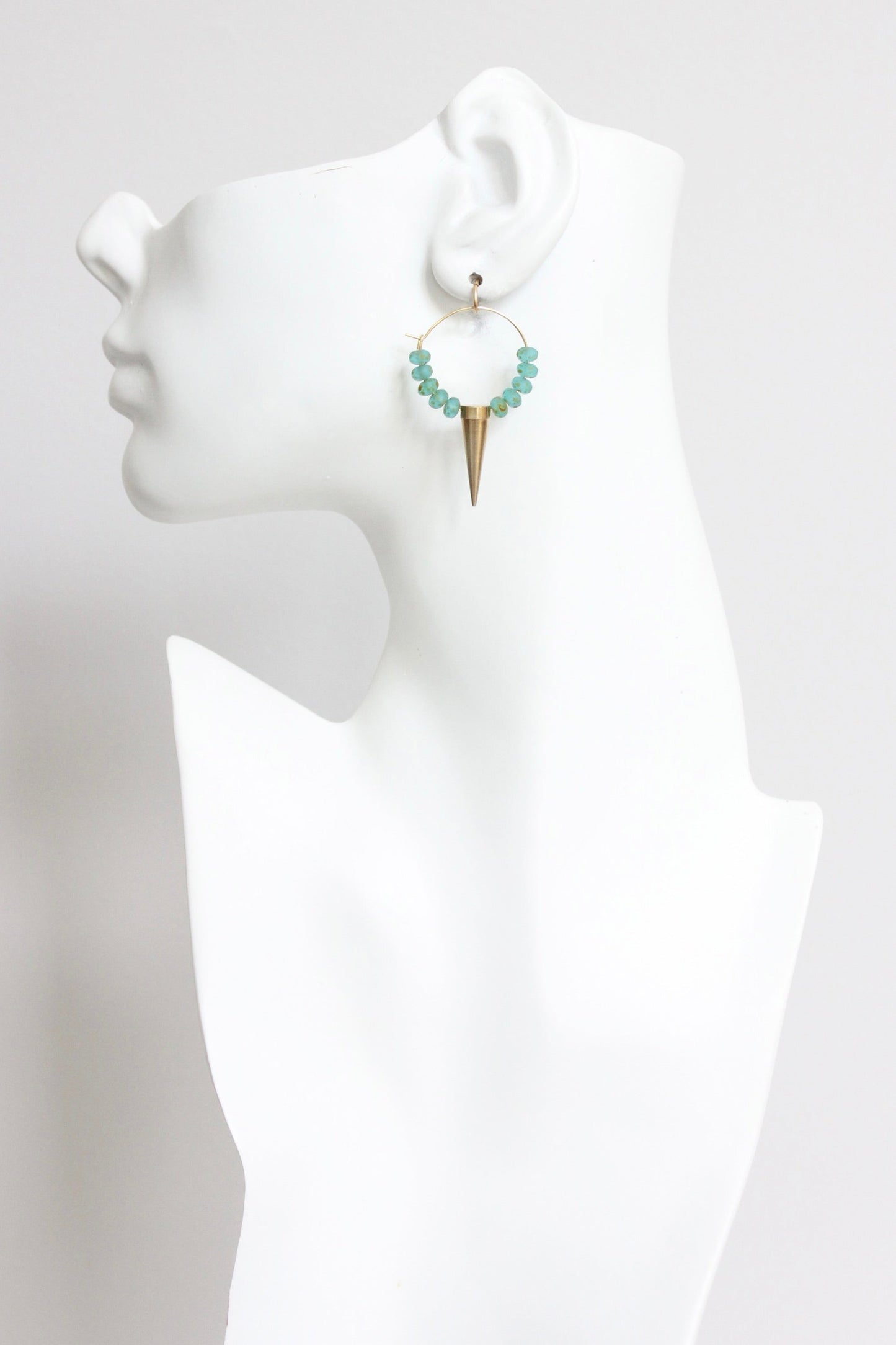 LEXE12 Aqua and spike mini hoop earrings