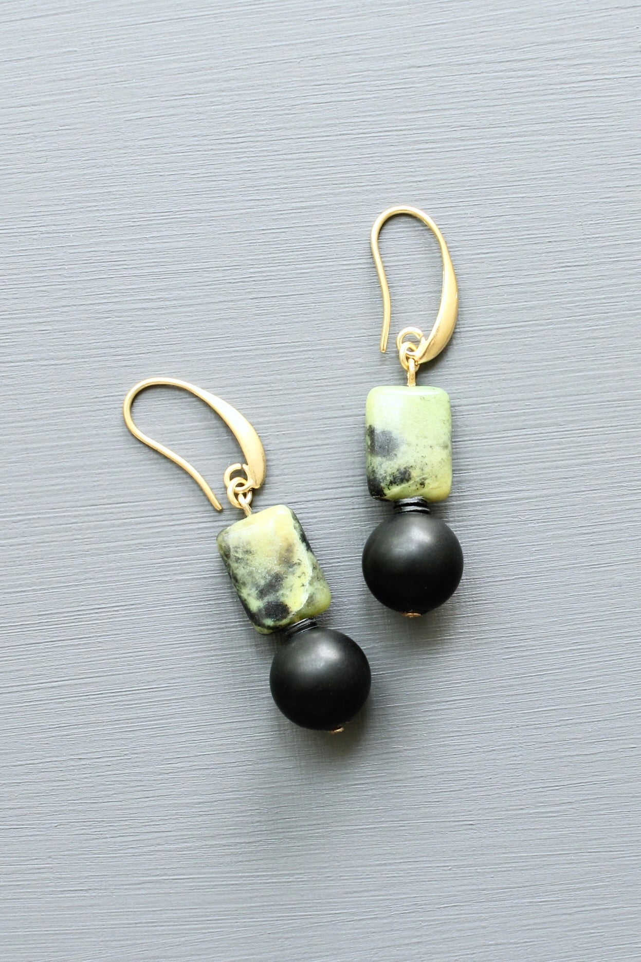 LEXE14 Green jasper earrings