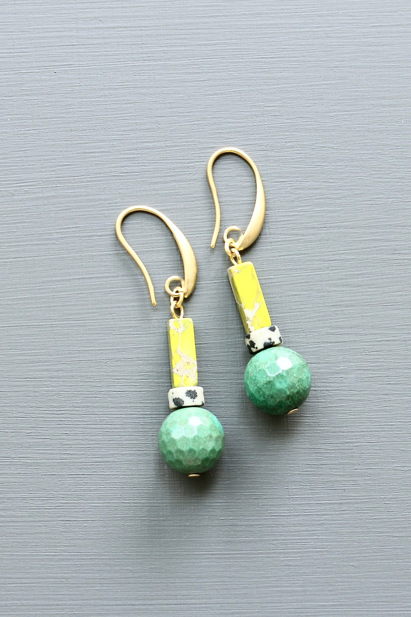 LEXE15 Chrysoprase and jasper earrings