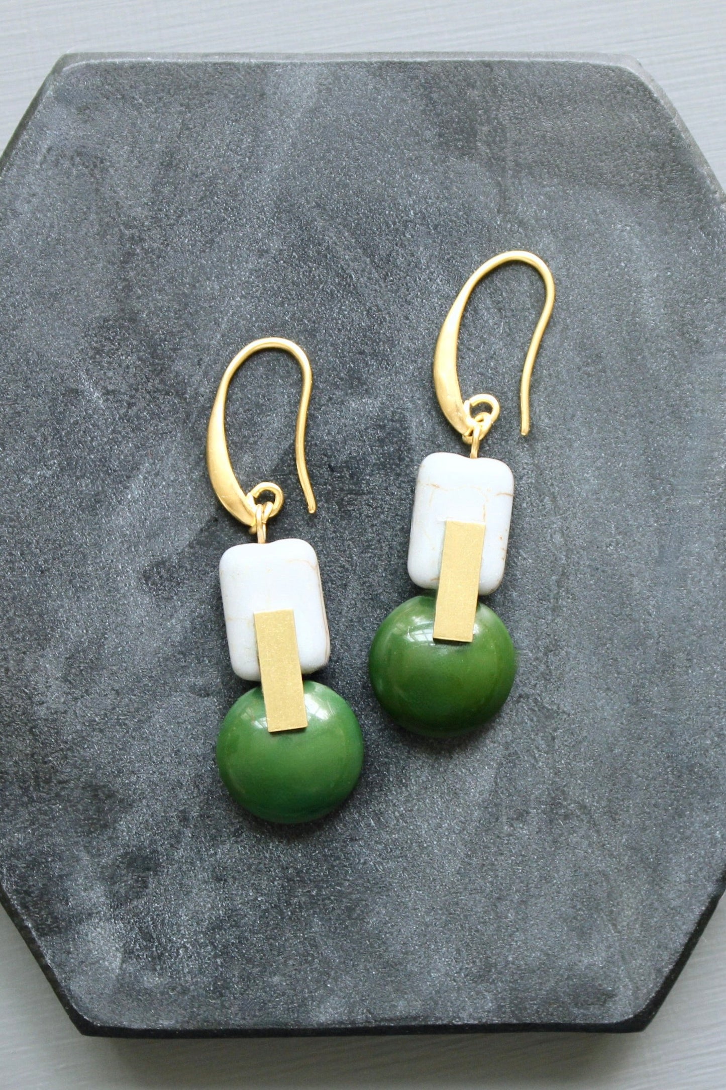 LEXE17 Hunter green and gray earrings