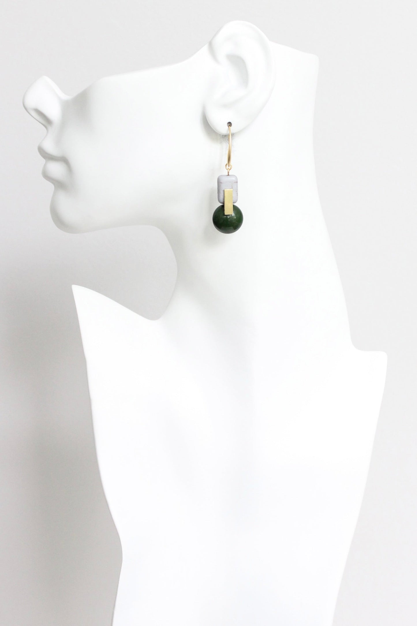 LEXE17 Hunter green and gray earrings