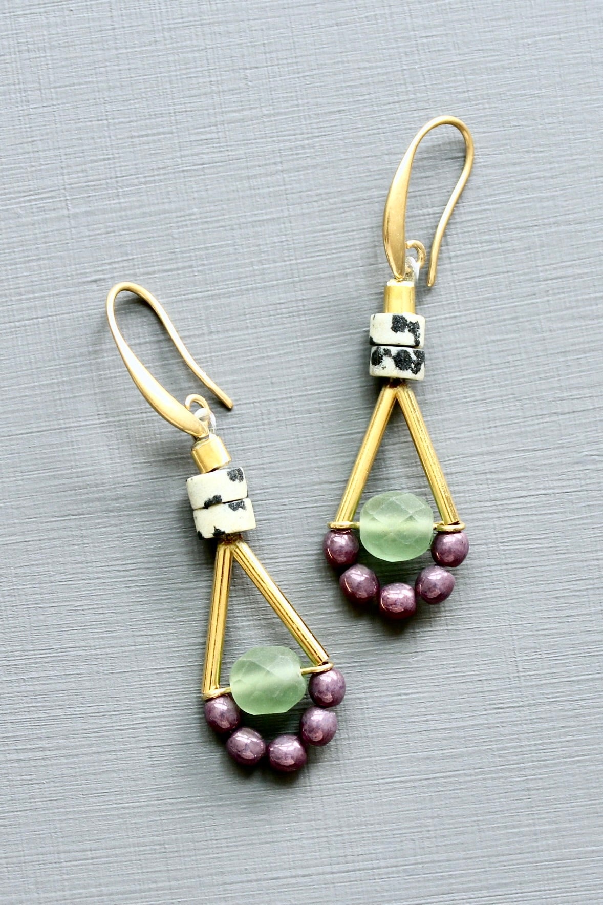 LEXE20 Mini purple and green earrings