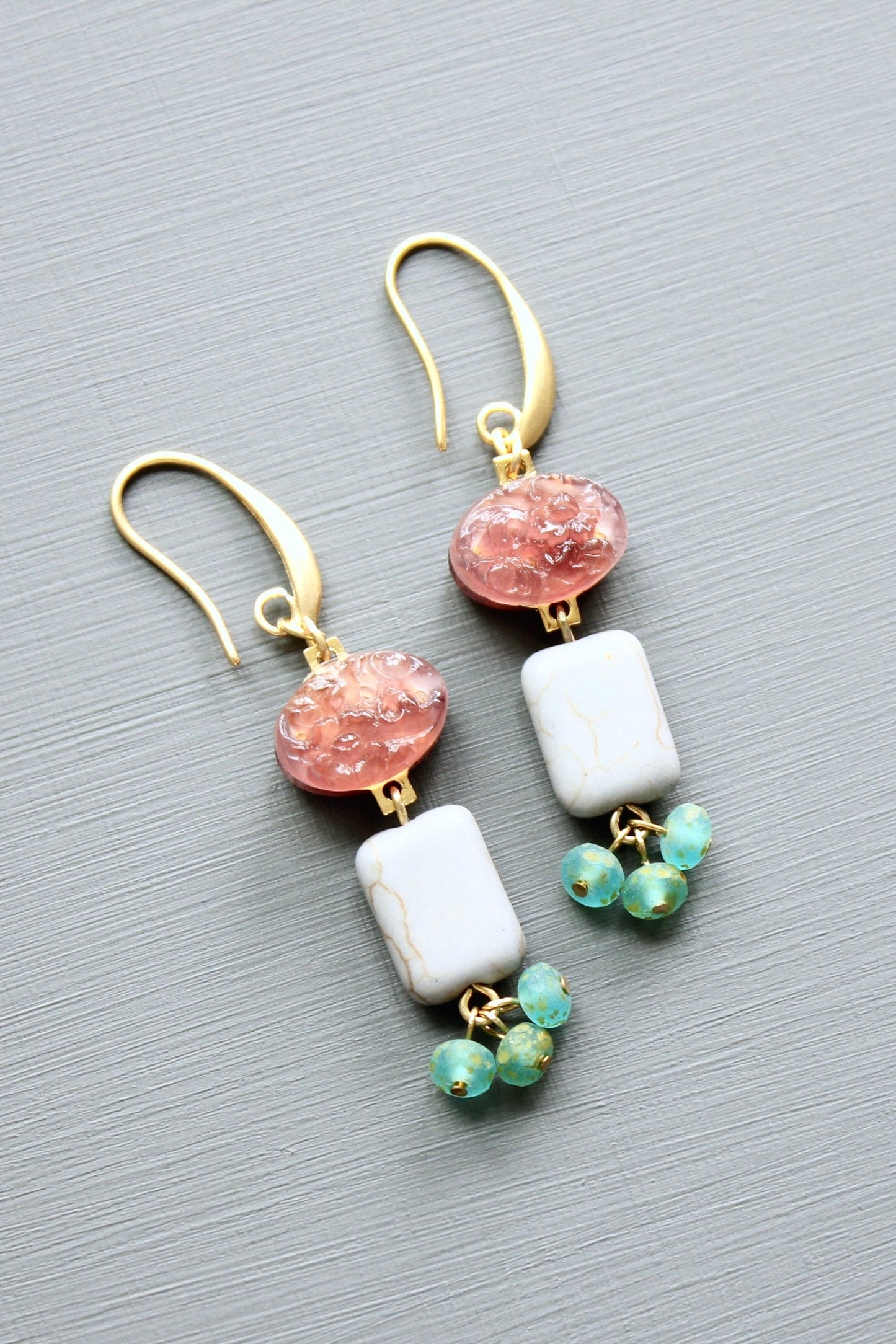 LEXE26 Purple and aqua cluster earrings