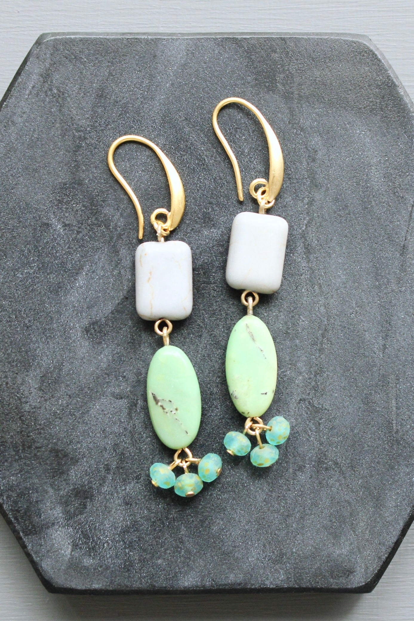 LEXE31 Green and aqua cluster earrings