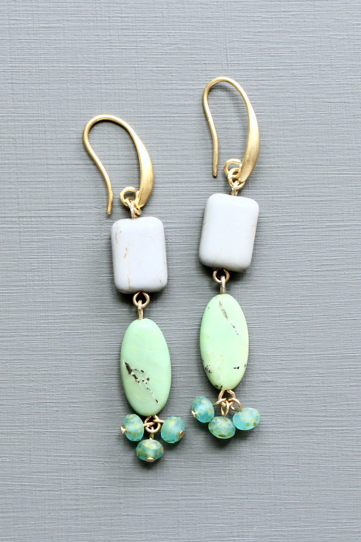 LEXE31 Green and aqua cluster earrings
