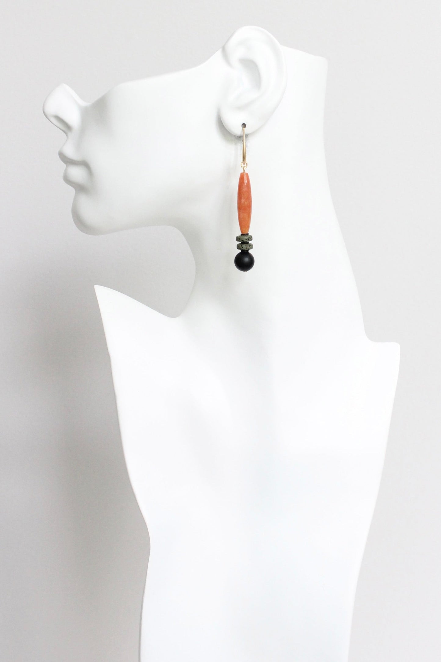 LEXE36 Carnelian jade and jet earrings