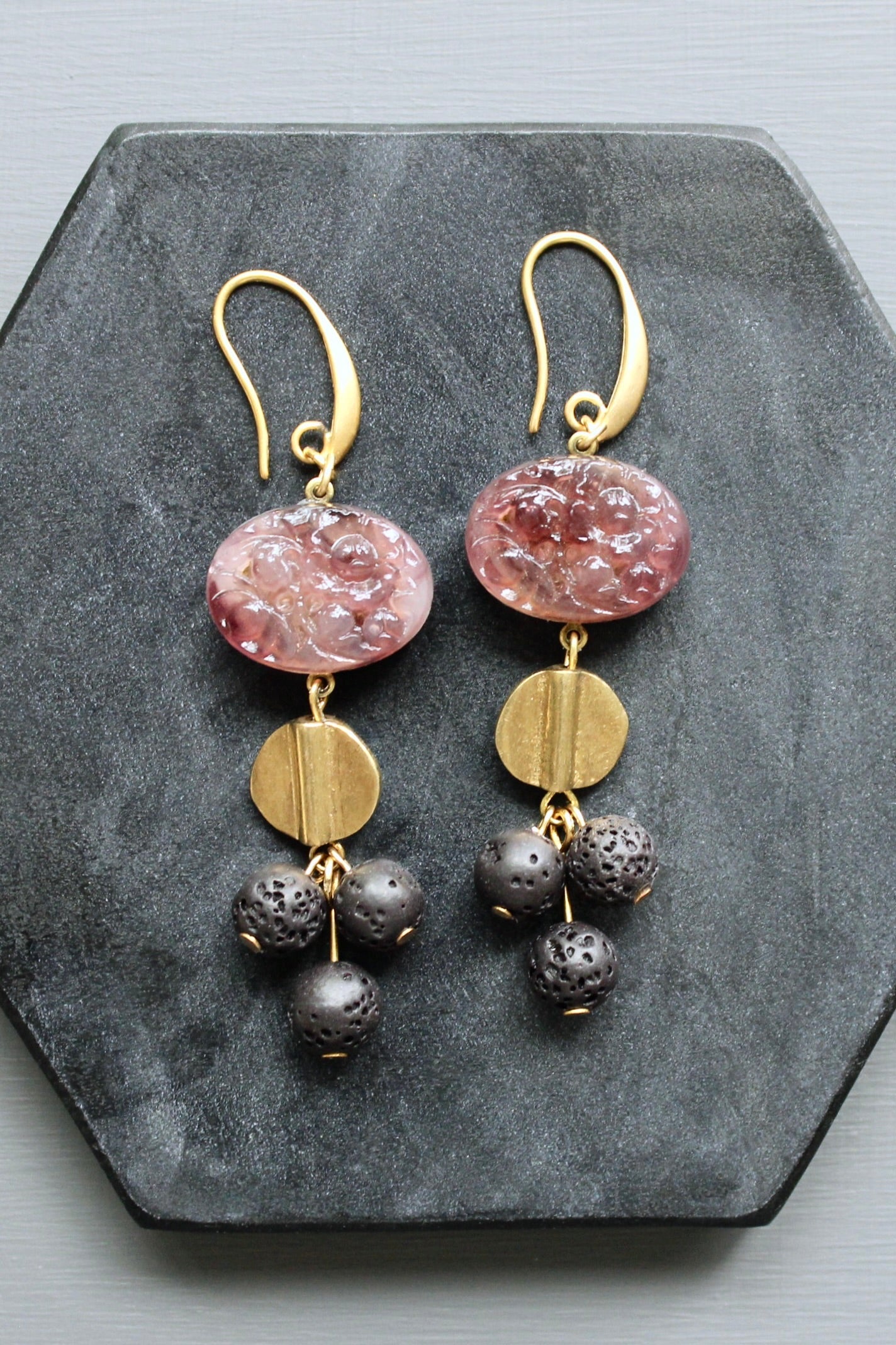 LEXE38 Purple and jet cluster earrings