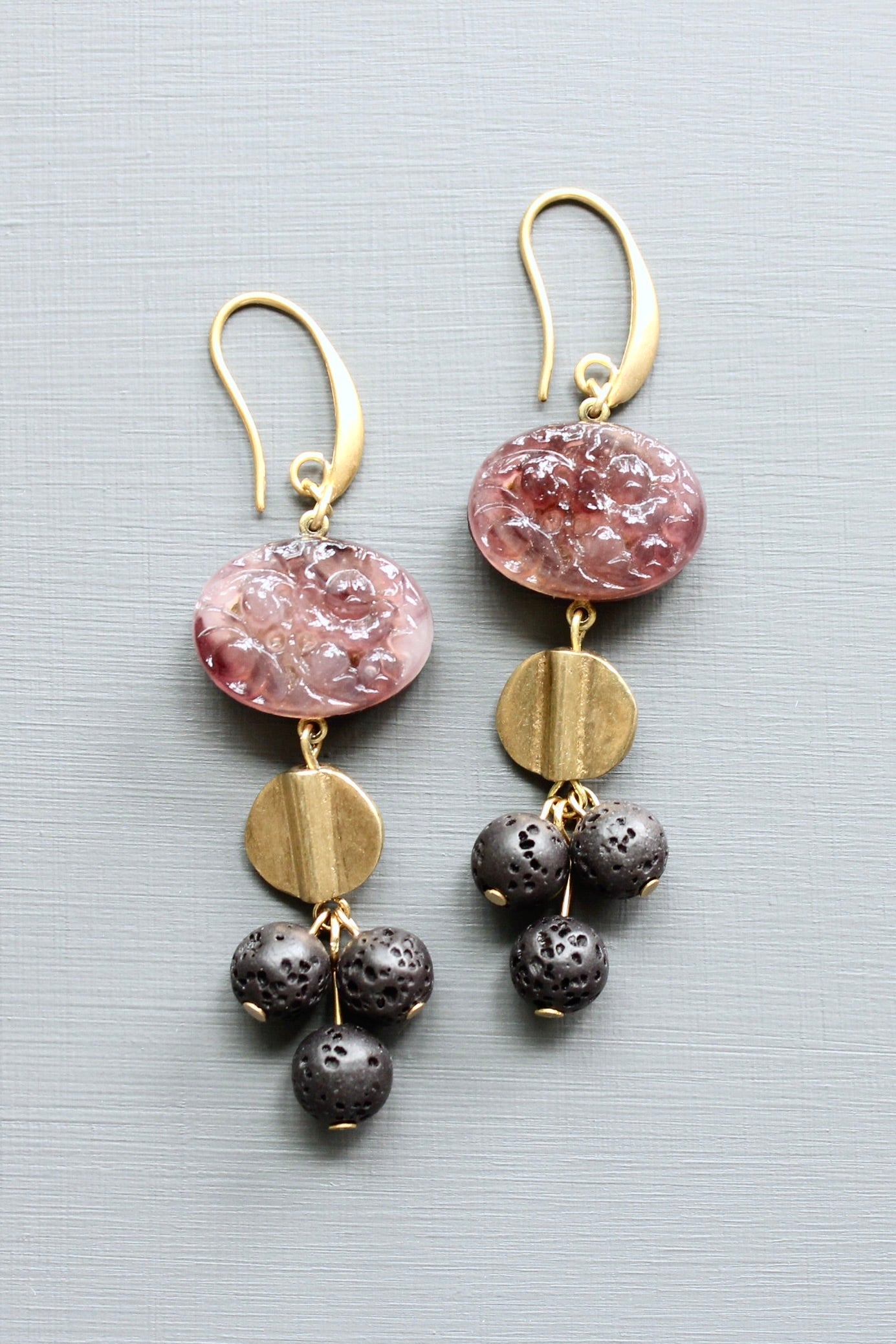LEXE38 Purple and jet cluster earrings