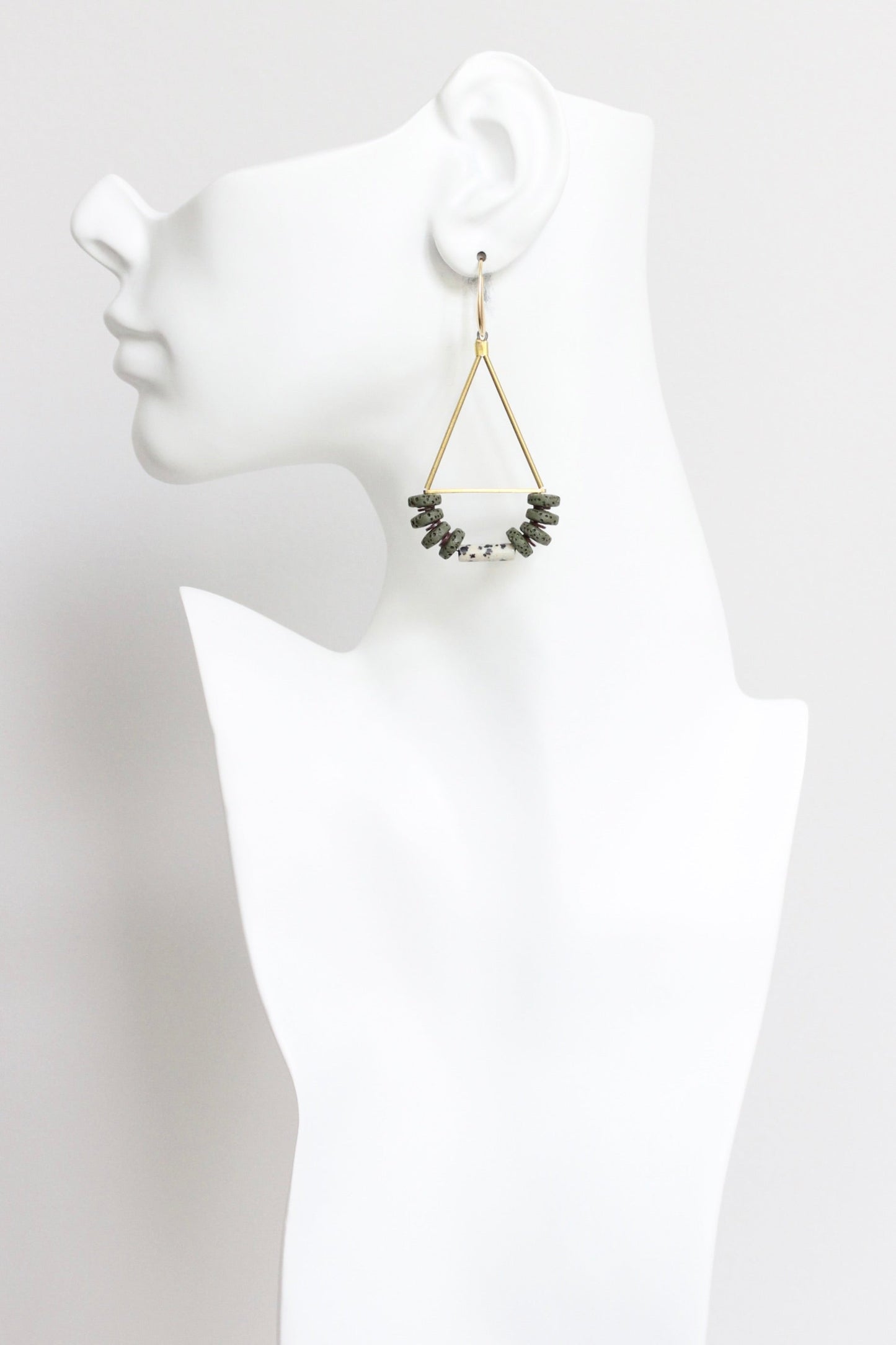 LEXE40 Moss green geometric earrings
