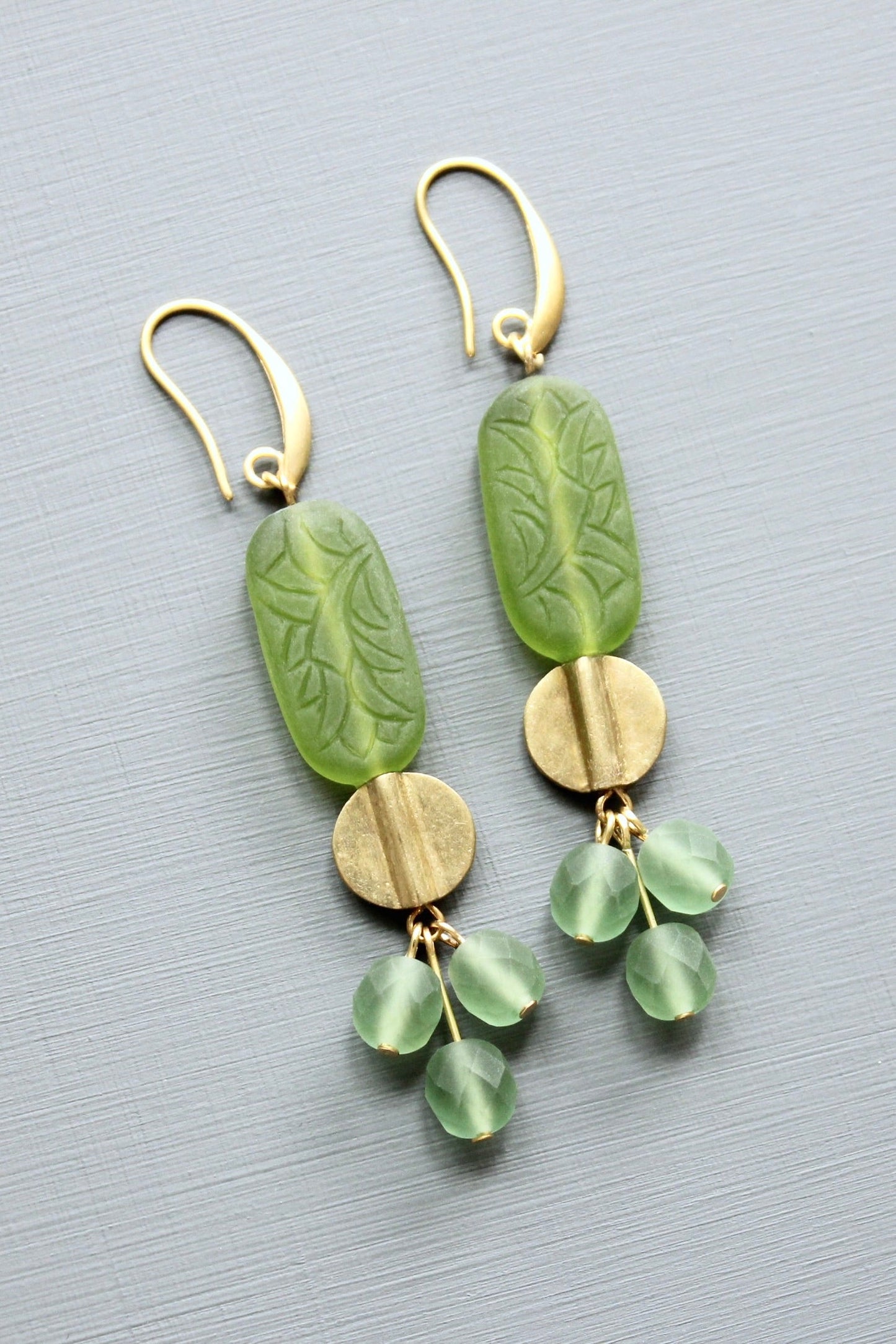 LEXE46 Lime green and seafoam cluster earrings