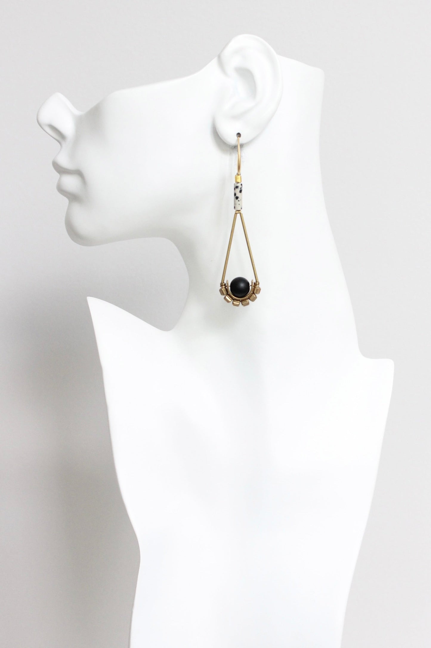 LEXE49 Dalmatian jasper and jet glass earrings