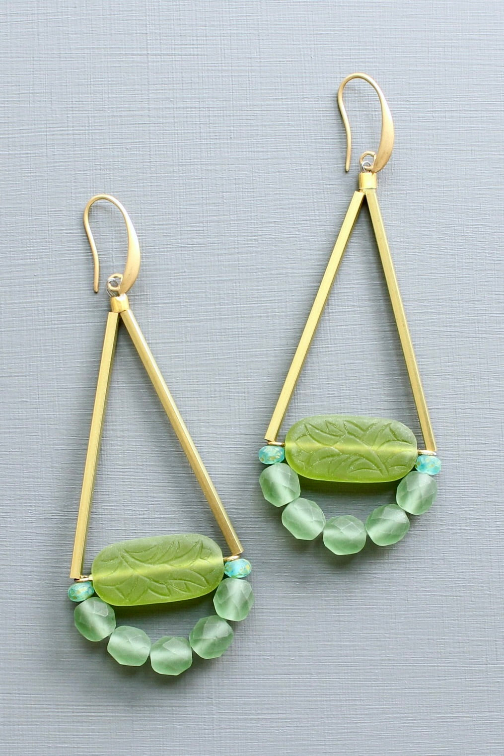 LEXE53 Lime and seafoam geometric earrings