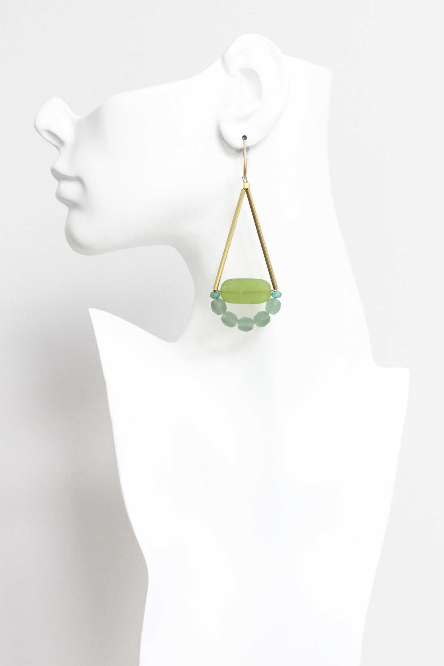 LEXE53 Lime and seafoam geometric earrings