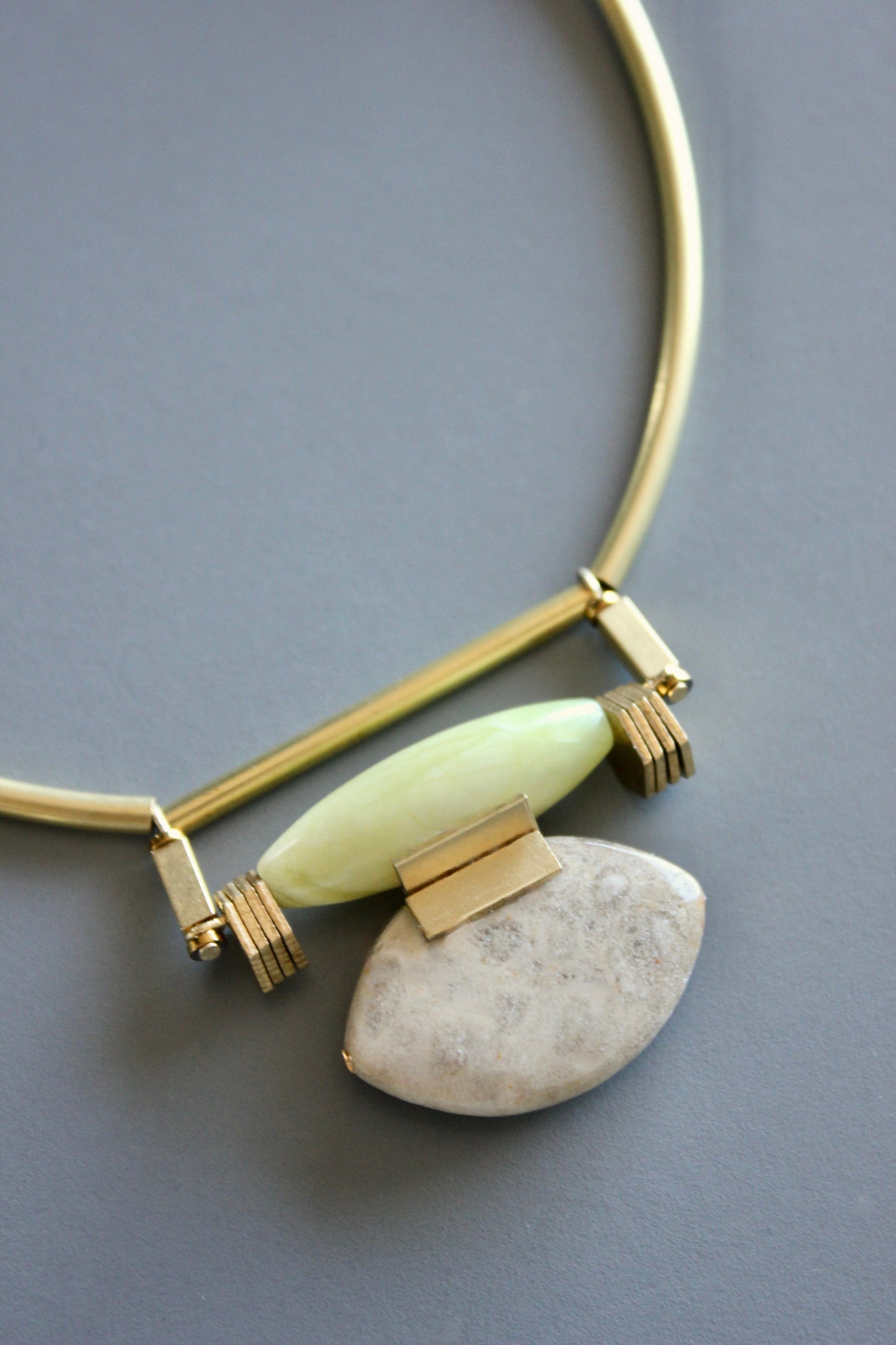 MLN119 Jade and jasper Artdeco necklace