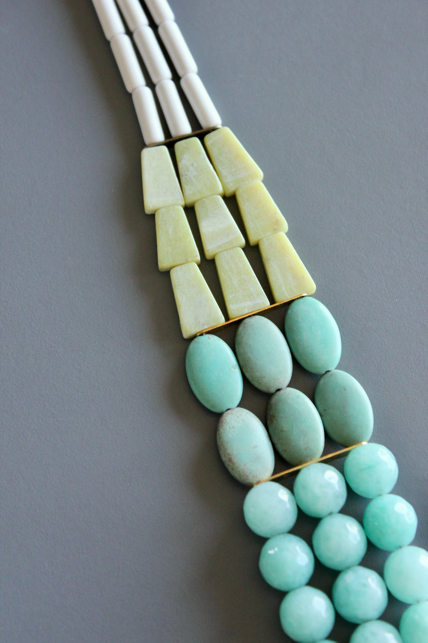 MLN122 Triple strand turquoise and amazonite necklace