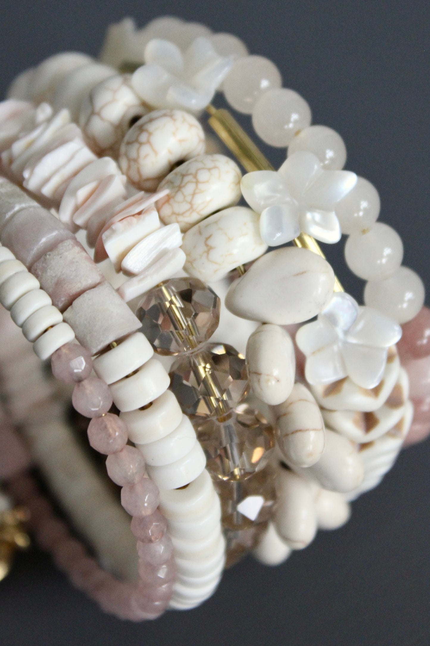MLNB02 Blush pink and white wrap bracelet
