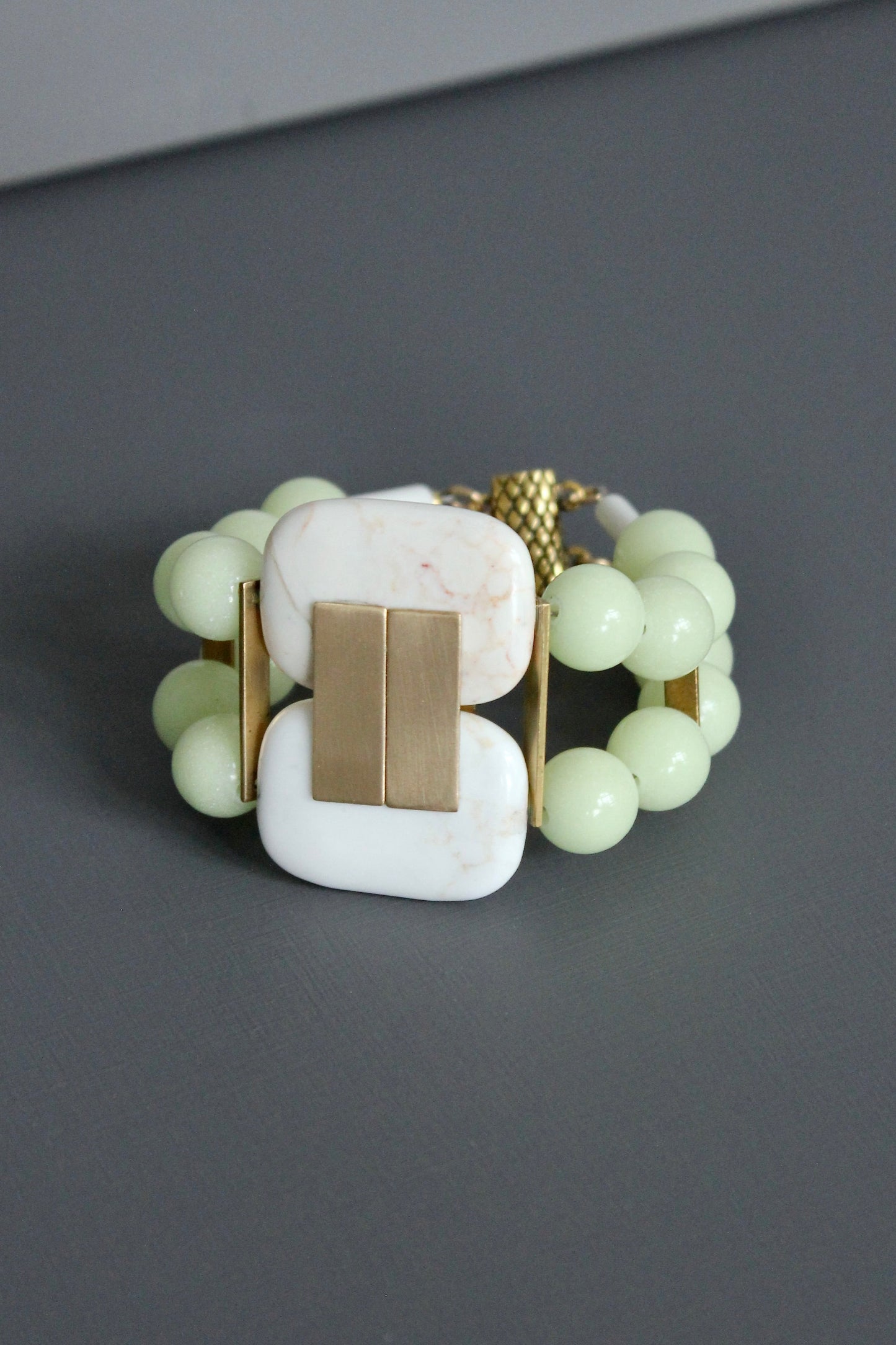 MLNB04 White turquoise and celadon Artdeco bracelet