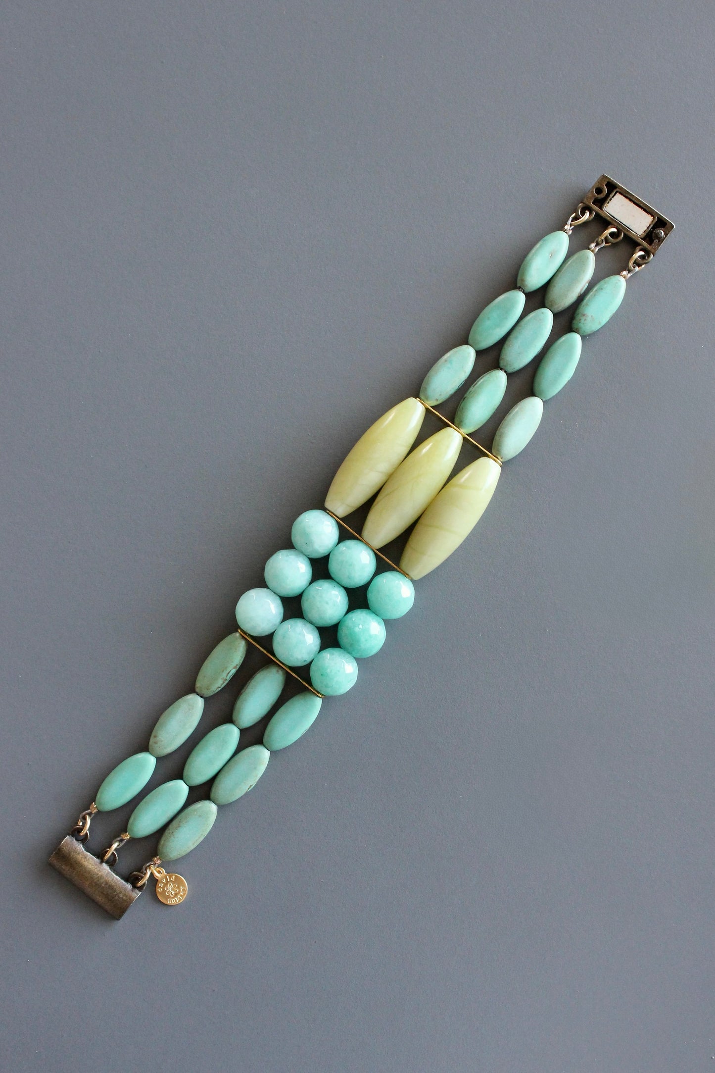 MLNB05 Turquoise and yellow jade bracelet