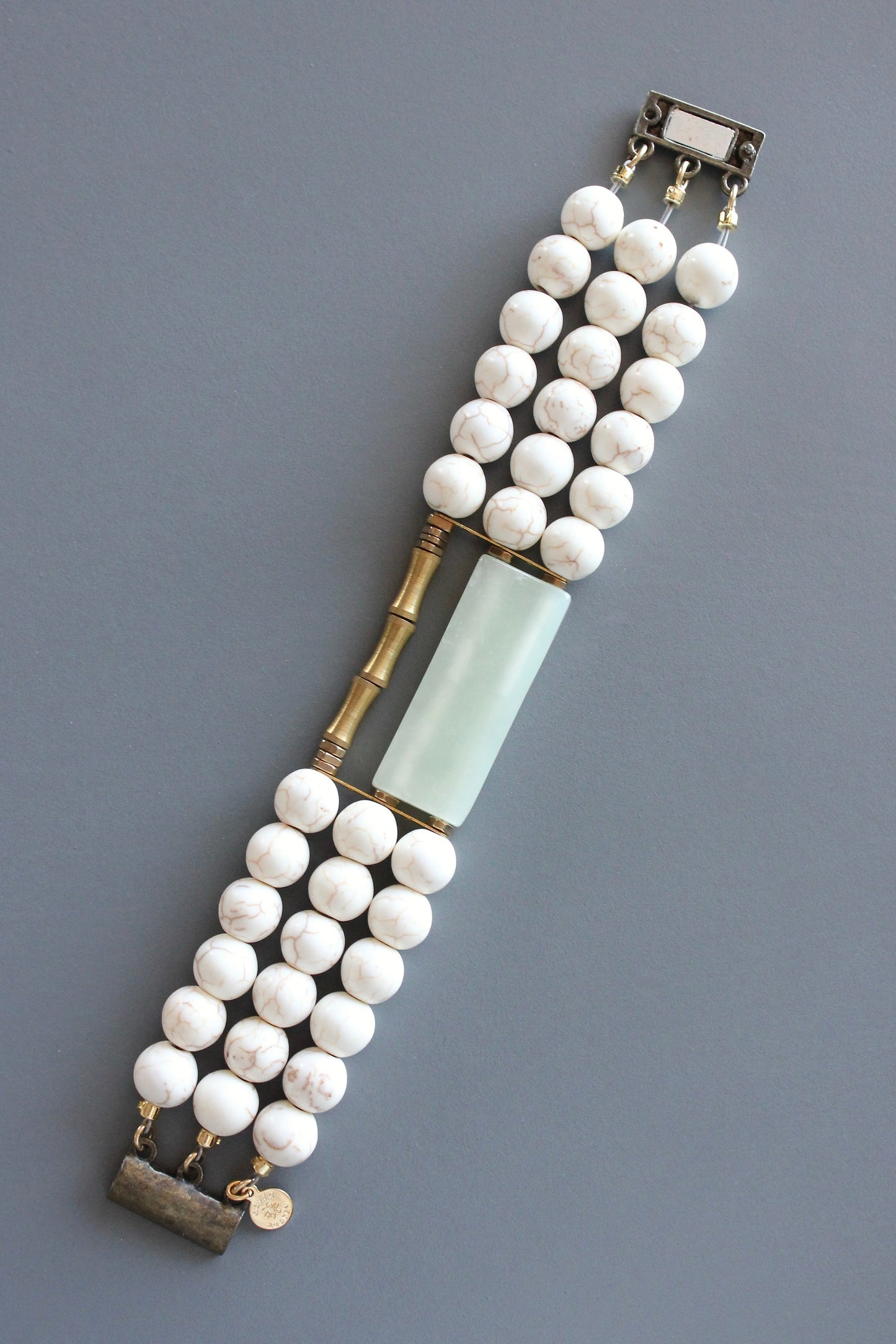 MLNB06 New jade and white turquoise bracelet