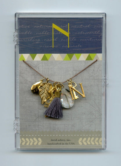 Monogram Charm Tassel Necklace (A to Z)