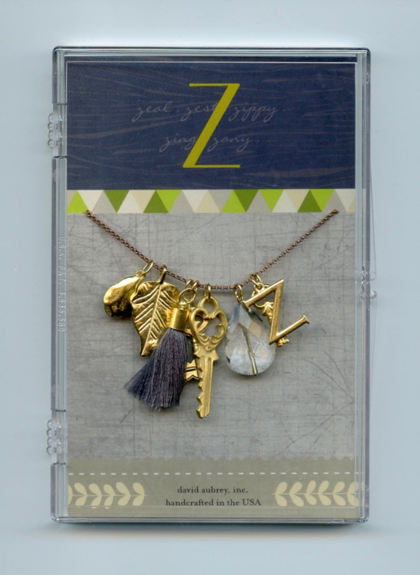 Monogram Charm Tassel Necklace (A to Z)