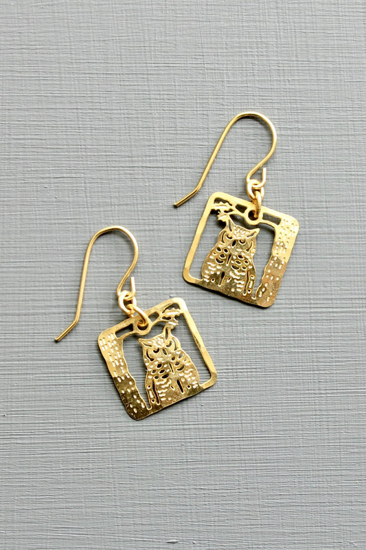 Mini owl earrings .675 inch