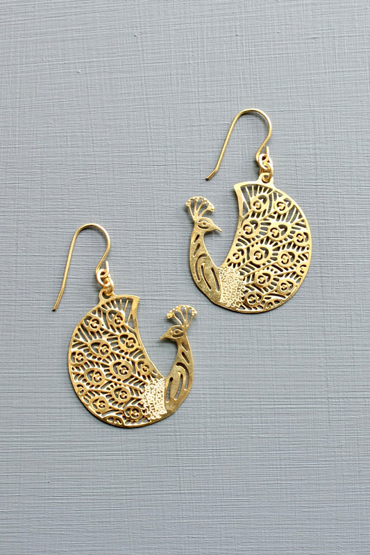 Peacock earrings 1.625 inches