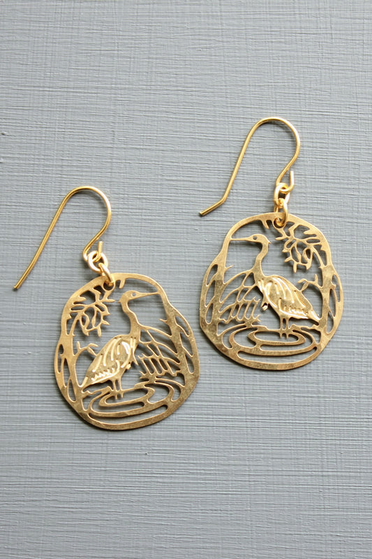 Egret earrings .75 inch
